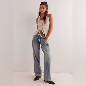 Free People Light Blue Wide-Leg Jeans